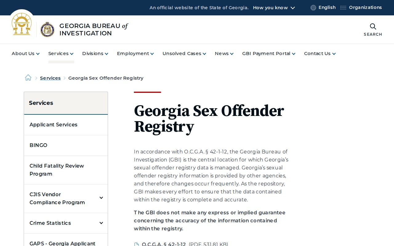 Bryan County sex offender registry overview from the GBI