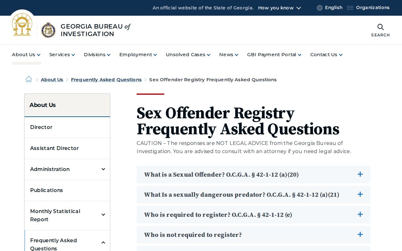 Bryan County sex offender registry questions from the GBI